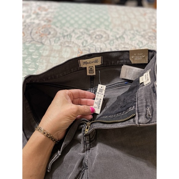 NWT Madewell 9" Mid-Rise Black Skinny Jeans Raw Hem Distressed Women's Size 24P‎ - Picture 10 of 16